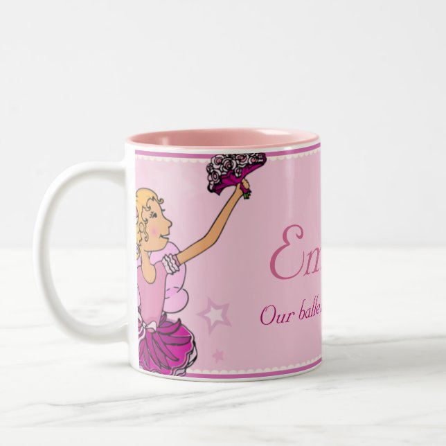 Ballerina princess pink & blonde hair girl mug (Left)