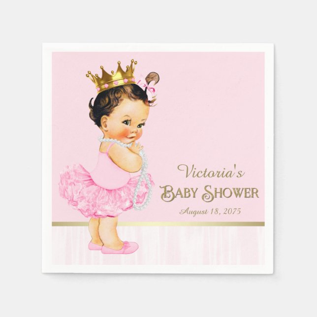 Ballerina Princess Pink Gold Baby Shower Napkin (Front)