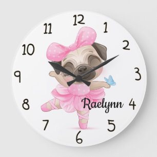 Ballerina Pug Large Clock
