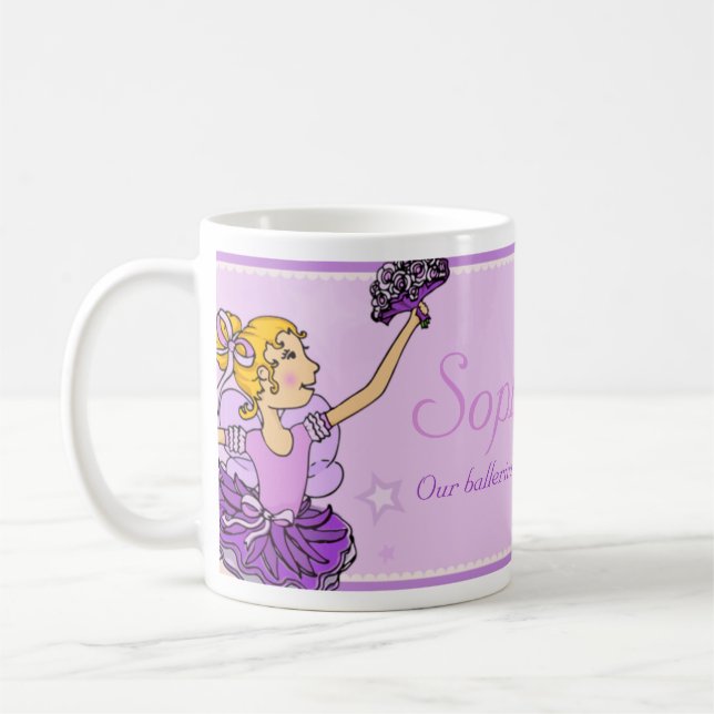 Ballerina purple and golden girl ballet name mug (Left)