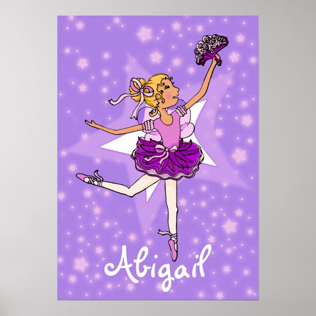 Ballerina purple blonde girl star "name" poster (Front)