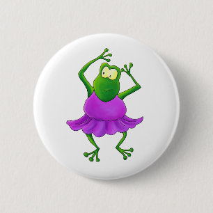 Ballerina Purple Tutu Dancing Frog 6 Cm Round Badge