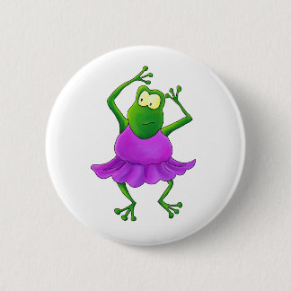 Ballerina Purple Tutu Dancing Frog 6 Cm Round Badge