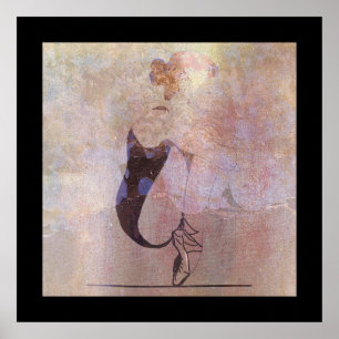 Ballerina Red Hair Woman Body Pink Rose Gold Poster