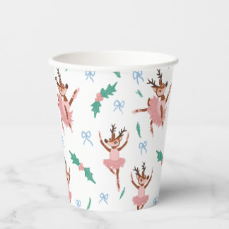 Ballerina Reindeer and Bows Christmas Paper Cups