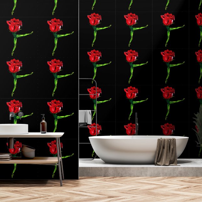 Ballerina Rose Ballet Dancer Art Painting Wallpaper (Bathroom)