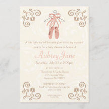 Ballerina Shoes Ballet Baby Girl Shower Invitation