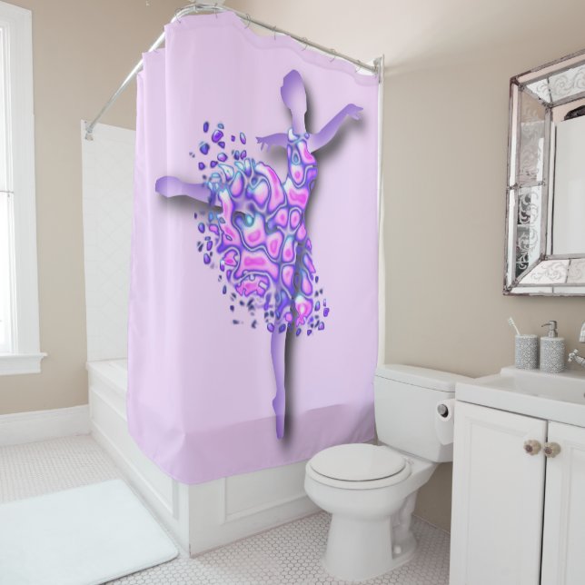 Ballerina Shower Curtain Purple Ballet Dancer Girl (In Situ)