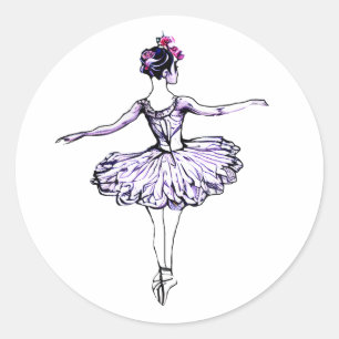 Ballerina Silhouette Classic Round Sticker