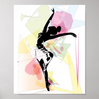 Ballerina silhouette colourful pastel customisable poster