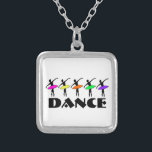 Ballerina Silhouette Dancer Dance Ballet Necklace<br><div class="desc">Necklace features an original dance-themed illustration of a row of silhouetted ballerinas,  each with a colourful neon tutu.</div>