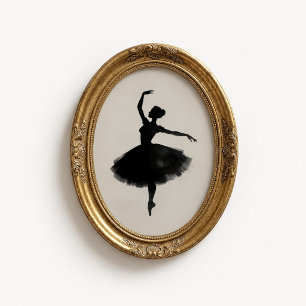 Ballerina Silhouette Ink Wash Poster
