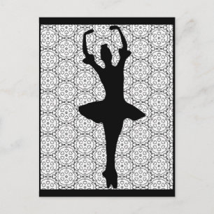 Ballerina Silhouette on a Heart Mandala background Postcard