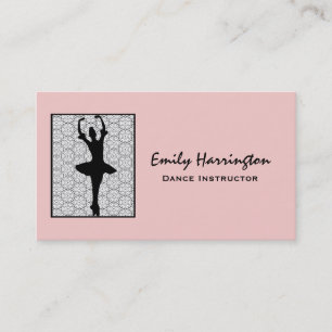 Ballerina Silhouette on a Heart Mandala Pattern Business Card