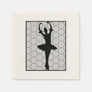 Ballerina Silhouette on a Heart Mandala Pattern Napkin