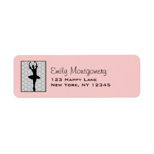 Ballerina Silhouette on a Heart Mandala Pattern Return Address Label