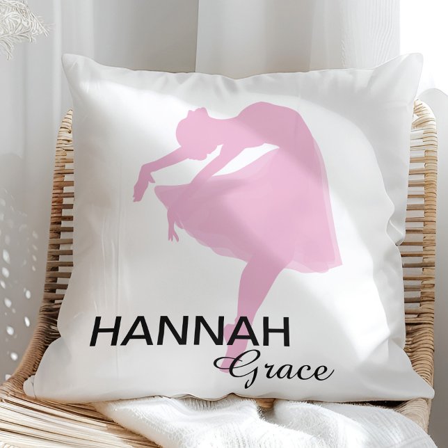 Ballerina Silhouette Pink with Name Cushion (Creator Uploaded)