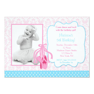 Ballerina Slippers Photo Birthday Party Invitation