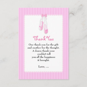 Ballerina Slippers Pink Ballet Thank You Cards