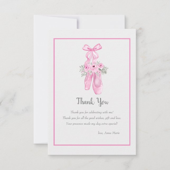 Ballerina Slippers Thank You Card (Front)