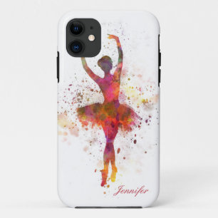 Ballerina Splatter Art Personalised Name   Ballet iPhone 11 Case