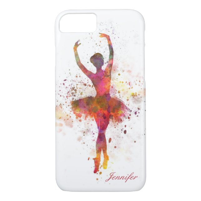 Ballerina Splatter Art Personalised Name | Ballet Case-Mate iPhone Case (Back)