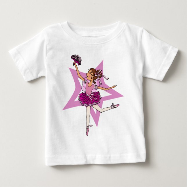 Ballerina star in when I grow up toddler pink tee (Front)