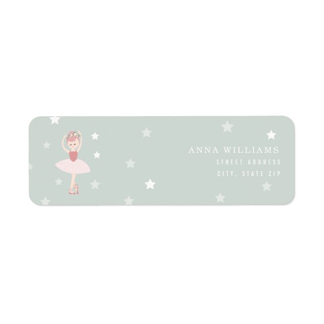 Ballerina Stars Blue Return Address Label (Front)