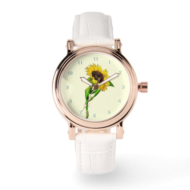 Ballerina Sunflower Ballet Dancer Watch Gift (Front)