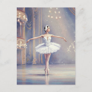 Ballerina Swan Lake Ballet Watercolor Postcard
