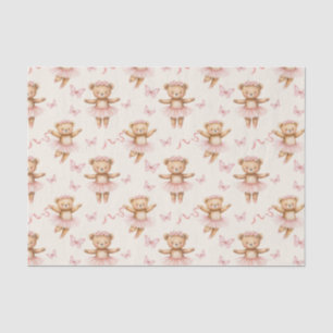 Ballerina Teddy Bears Pink Tutus and Butterflies Tissue Paper