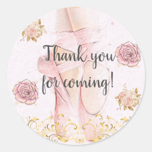Ballerina Thank You Stickers–Elegant Ballet Party Classic Round Sticker