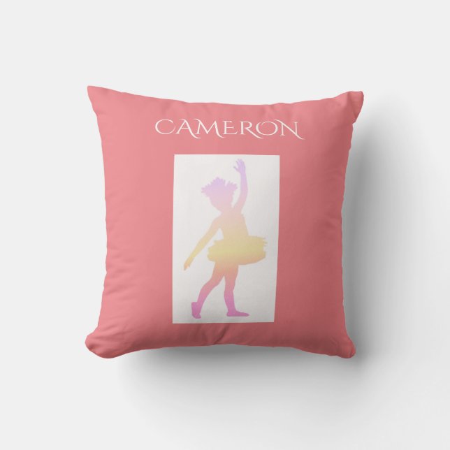 Ballerina throw pillow. Personalised name. Cushion (Front)