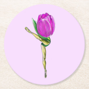 Ballerina Tulip Ballet Dancer Paper Coaster