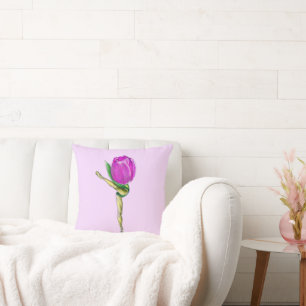 Ballerina Tulip Ballet Dancer Throw Pillow