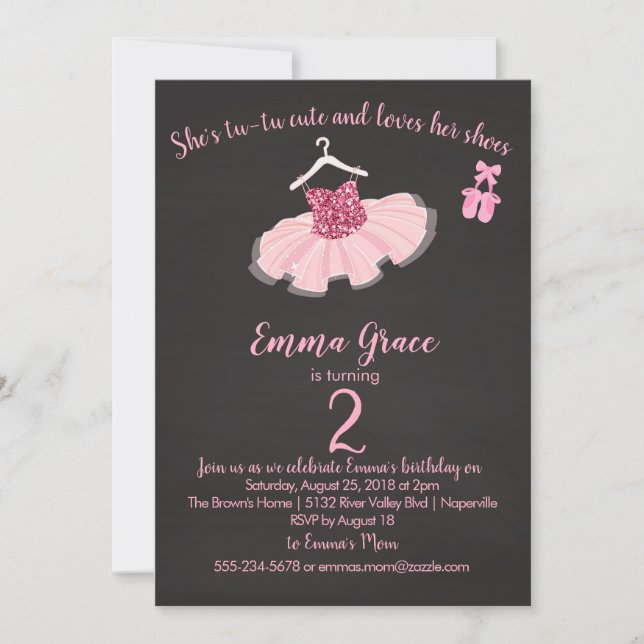 Ballerina Tutu and Shoes Birthday Girl Invitation (Front)