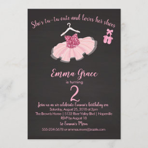 Ballerina Tutu and Shoes Birthday Girl Invitation