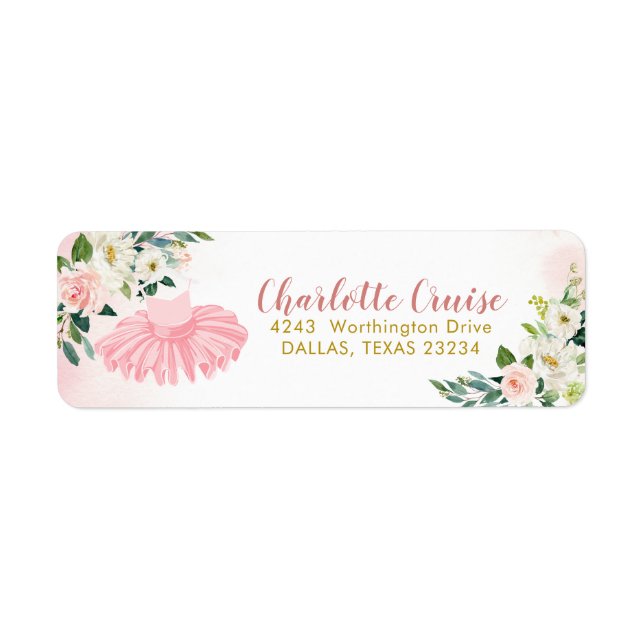 Ballerina Tutu Baby Shower Address Label Return Address Label (Front)