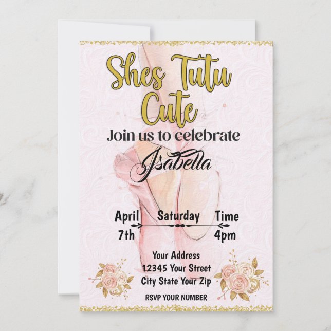 Ballerina Tutu birthday invitation (Front)