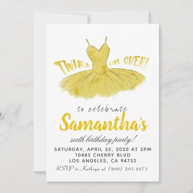 Ballerina TuTu Birthday Invitation (Front)