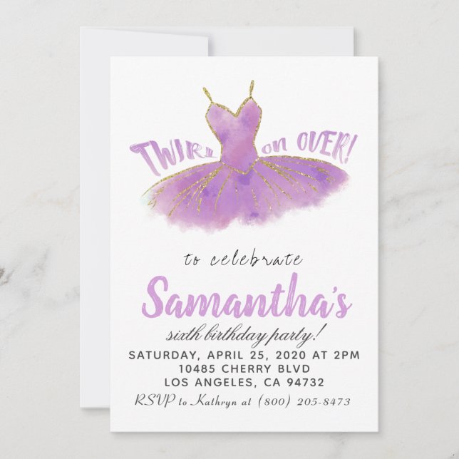 Ballerina TuTu Birthday Invitation (Front)