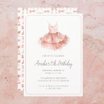 Ballerina Tutu Cute Blush Pink Girly 5th Birthday  Invitation<br><div class="desc">Ballerina Tutu Cute Ballet Blush Pink Girly Birthday Party Invitation Template,  fully customisable kids birthday party invitation with a ribbon pattern on the back</div>