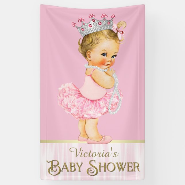 Ballerina Tutu Pearl Baby Shower Banner (Vertical)