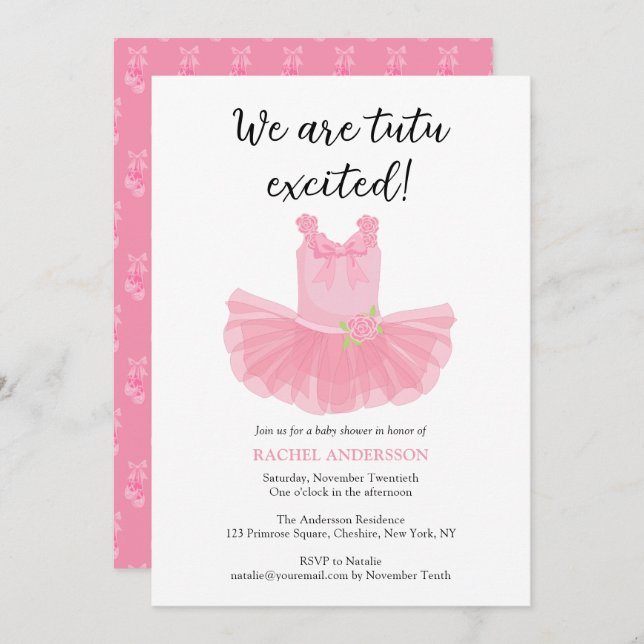 Ballerina Tutu Pink Baby Shower Invitation (Front/Back)