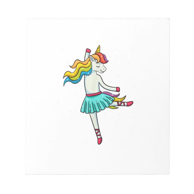 Ballerina Unicorn Dancing Ballet Dancer Tutu Dress Notepad (Front)
