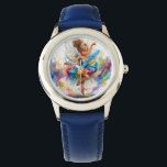 Ballerina  watch<br><div class="desc">Enhance your collection with this enchanting and vibrant artistic print, designed to bring a touch of magical elegance to any space. The illustration captures a young ballerina fairy, her delicate, iridescent wings shimmering with soft pastel hues. She wears a striking rainbow-colored tutu, layered in rich shades of turquoise, green, orange,...</div>