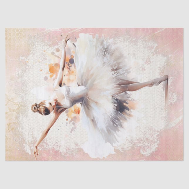 Ballerina Watercolor Decoupage Tissue Paper (Front)
