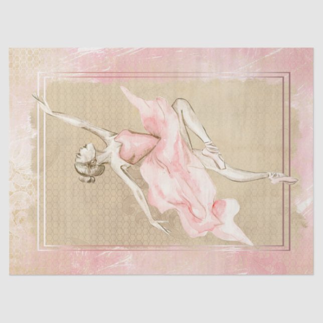 Ballerina Watercolor Decoupage Tissue Paper (Front)