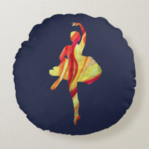 Ballerina  Watercolor Round Cushion