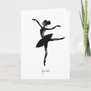 Ballerina watercolor stylish chic charcoal card